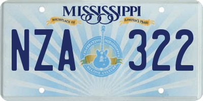 MS license plate NZA322