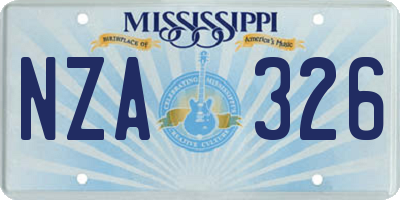 MS license plate NZA326
