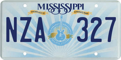MS license plate NZA327