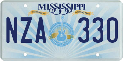 MS license plate NZA330