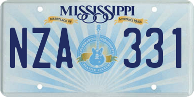 MS license plate NZA331