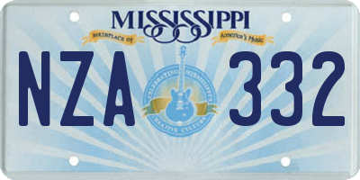MS license plate NZA332
