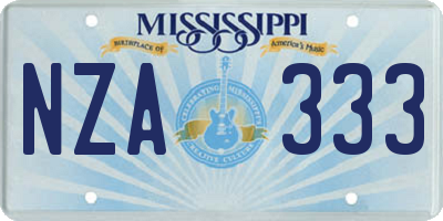 MS license plate NZA333