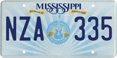 MS license plate NZA335