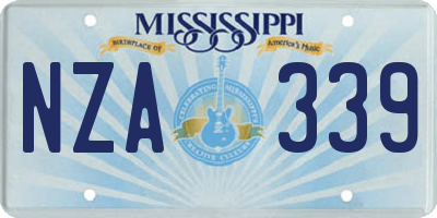 MS license plate NZA339