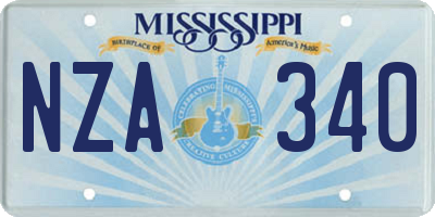MS license plate NZA340