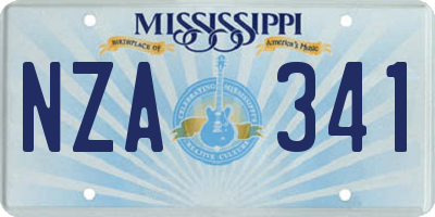 MS license plate NZA341