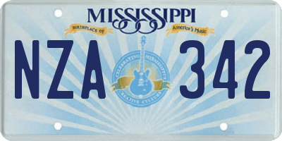 MS license plate NZA342