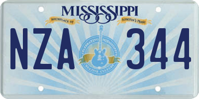 MS license plate NZA344