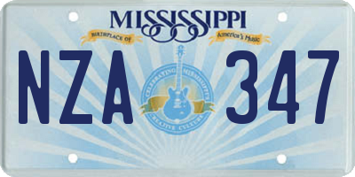 MS license plate NZA347