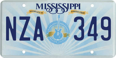 MS license plate NZA349