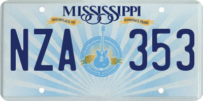 MS license plate NZA353
