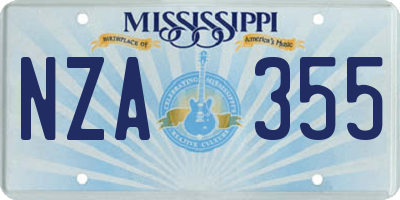 MS license plate NZA355