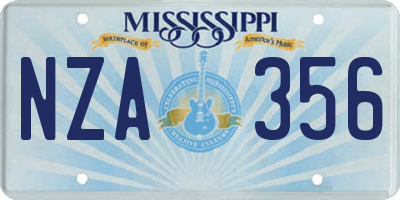 MS license plate NZA356
