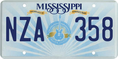 MS license plate NZA358