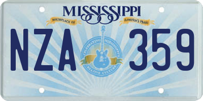MS license plate NZA359