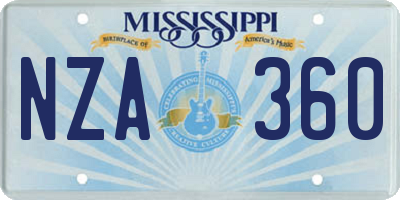 MS license plate NZA360