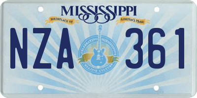 MS license plate NZA361