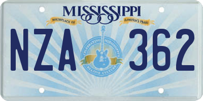 MS license plate NZA362