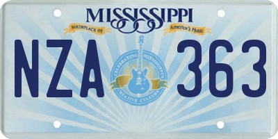MS license plate NZA363