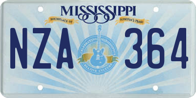 MS license plate NZA364