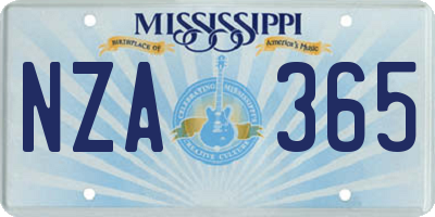 MS license plate NZA365