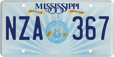 MS license plate NZA367