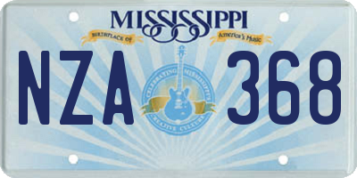 MS license plate NZA368