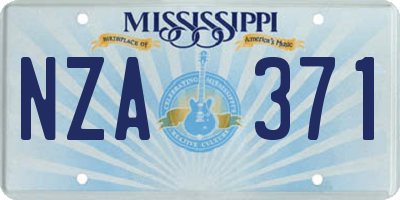 MS license plate NZA371
