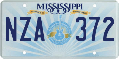MS license plate NZA372