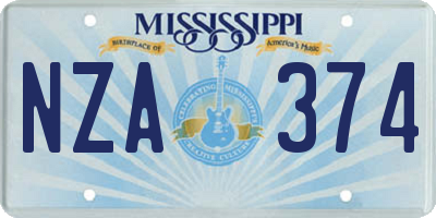 MS license plate NZA374