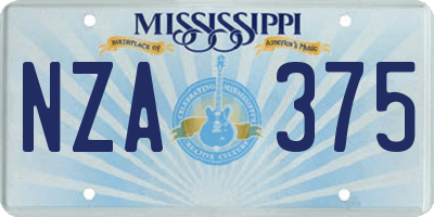 MS license plate NZA375