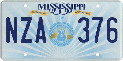 MS license plate NZA376