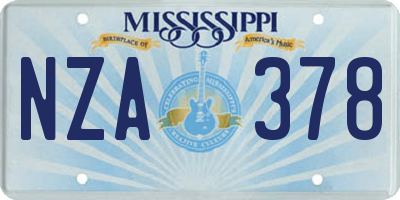 MS license plate NZA378