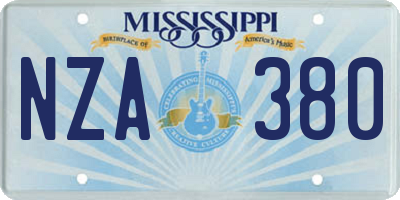 MS license plate NZA380
