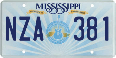 MS license plate NZA381
