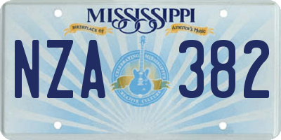 MS license plate NZA382