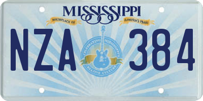 MS license plate NZA384