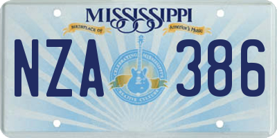 MS license plate NZA386