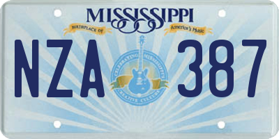 MS license plate NZA387