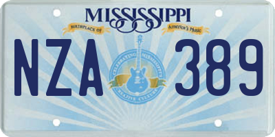 MS license plate NZA389