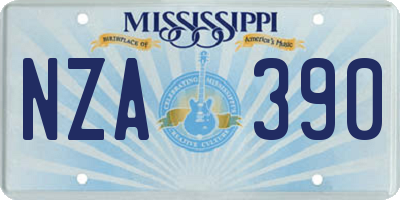 MS license plate NZA390