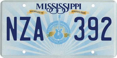 MS license plate NZA392