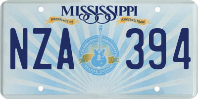 MS license plate NZA394