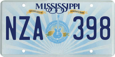 MS license plate NZA398