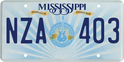 MS license plate NZA403