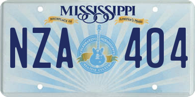 MS license plate NZA404
