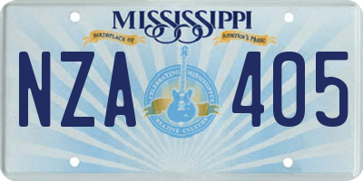MS license plate NZA405
