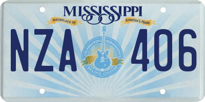 MS license plate NZA406