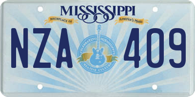 MS license plate NZA409